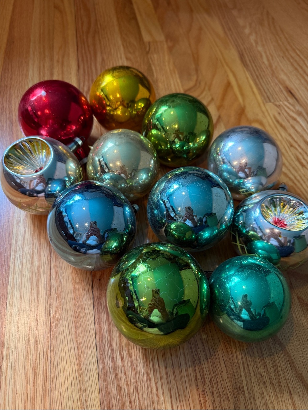 Lot of 11 Vintage Christmas Glass Ornaments